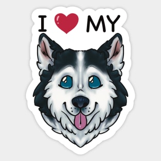 I Love My Husky Sticker